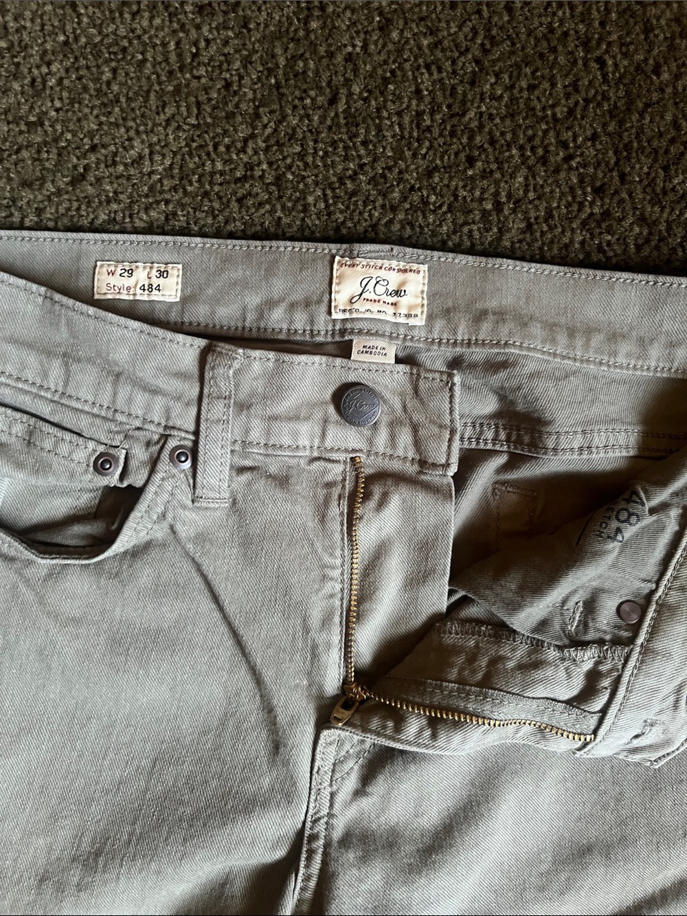 J Crew Men’s Slim Fit Jeans in Olive Green Size 29 x 30